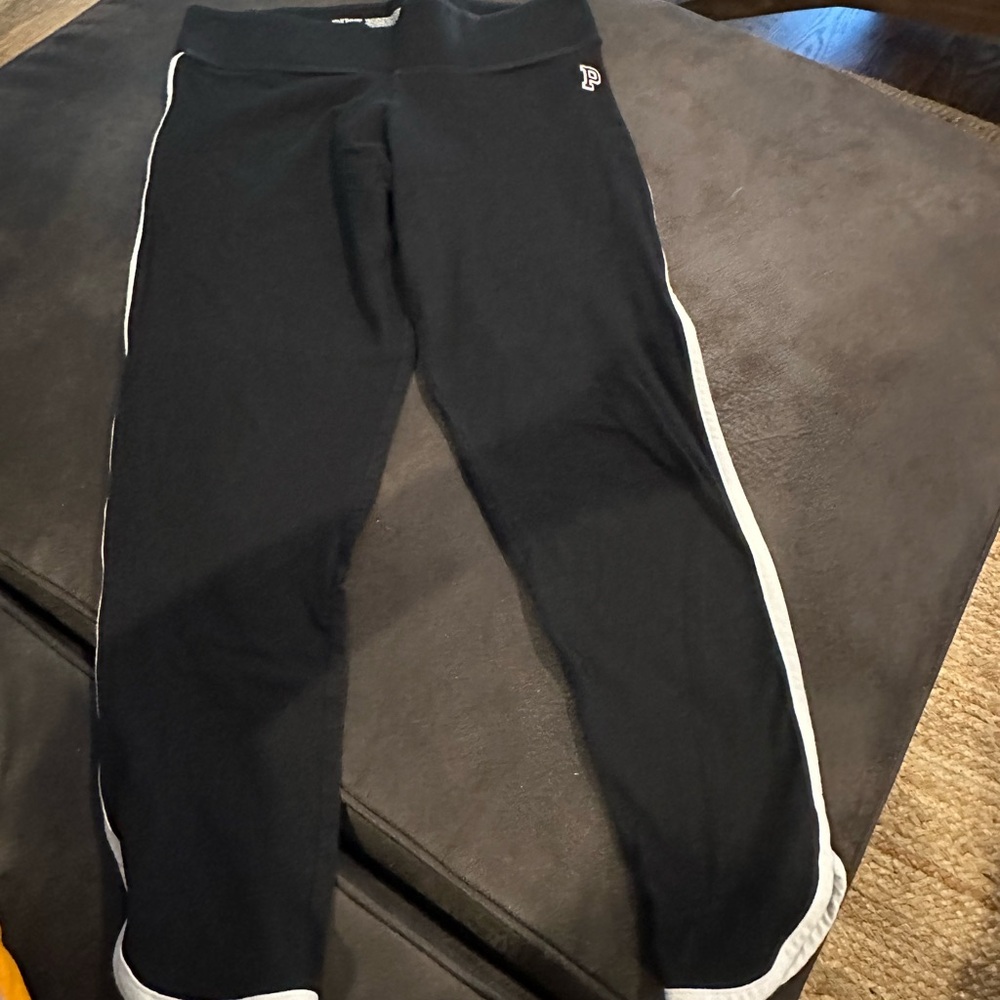 PINK Victoria's Secret Black Leggings with White Trim
